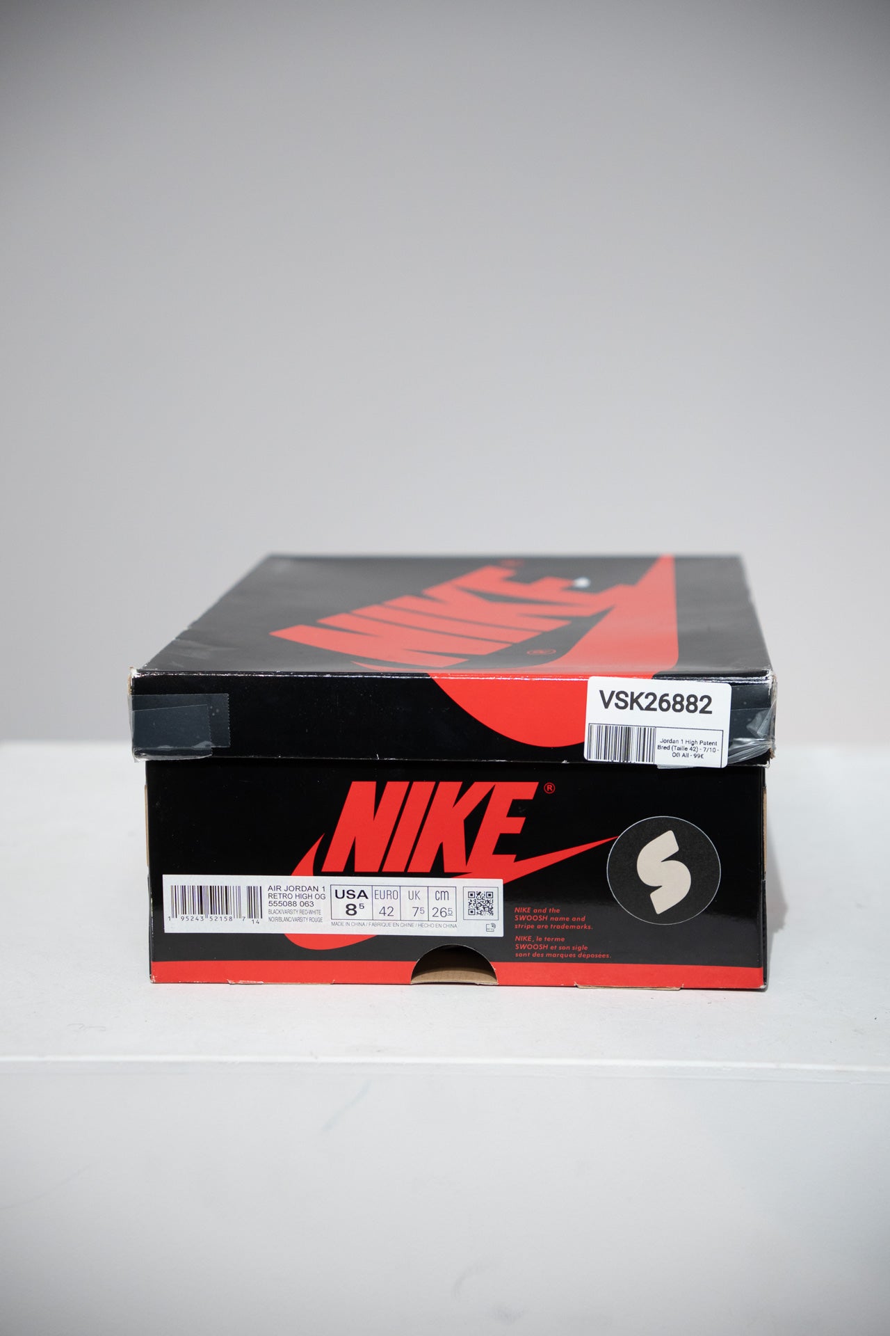 Jordan 1 High Patent Bred (Taille 42)
