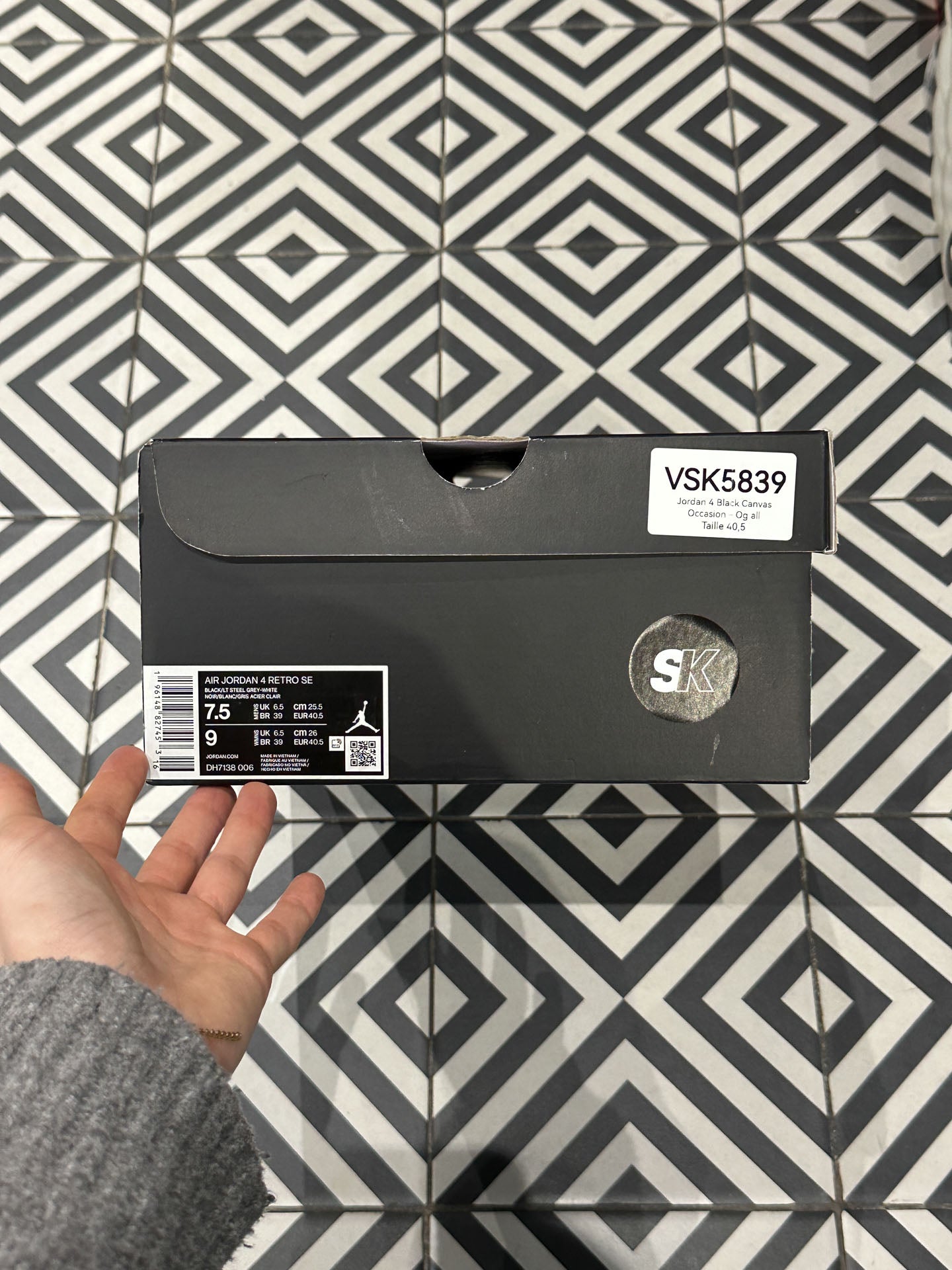 Jordan 4 Black Canvas (Taille 40,5)