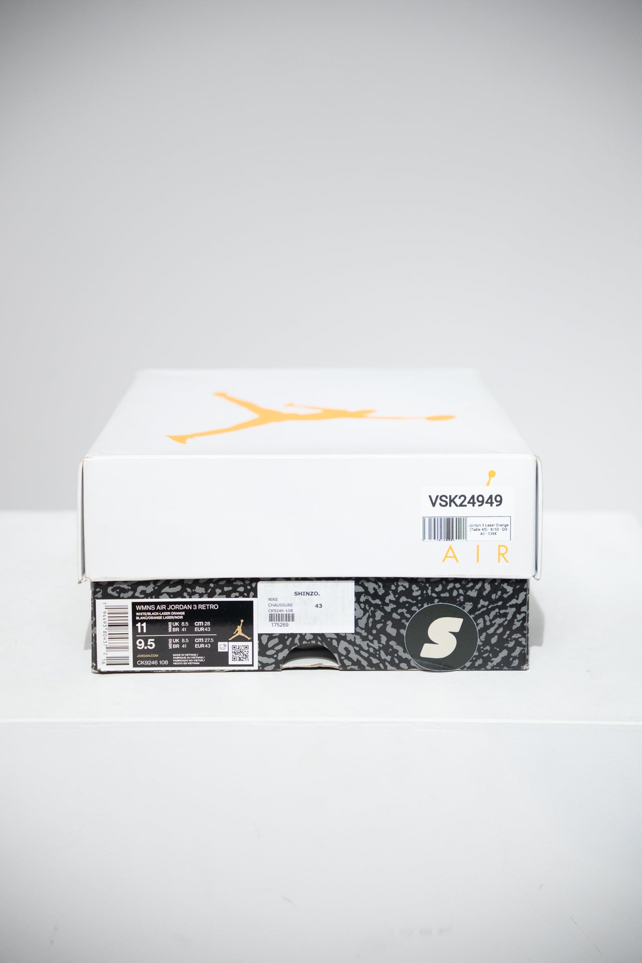 Jordan 3 Laser Orange (Taille 43)