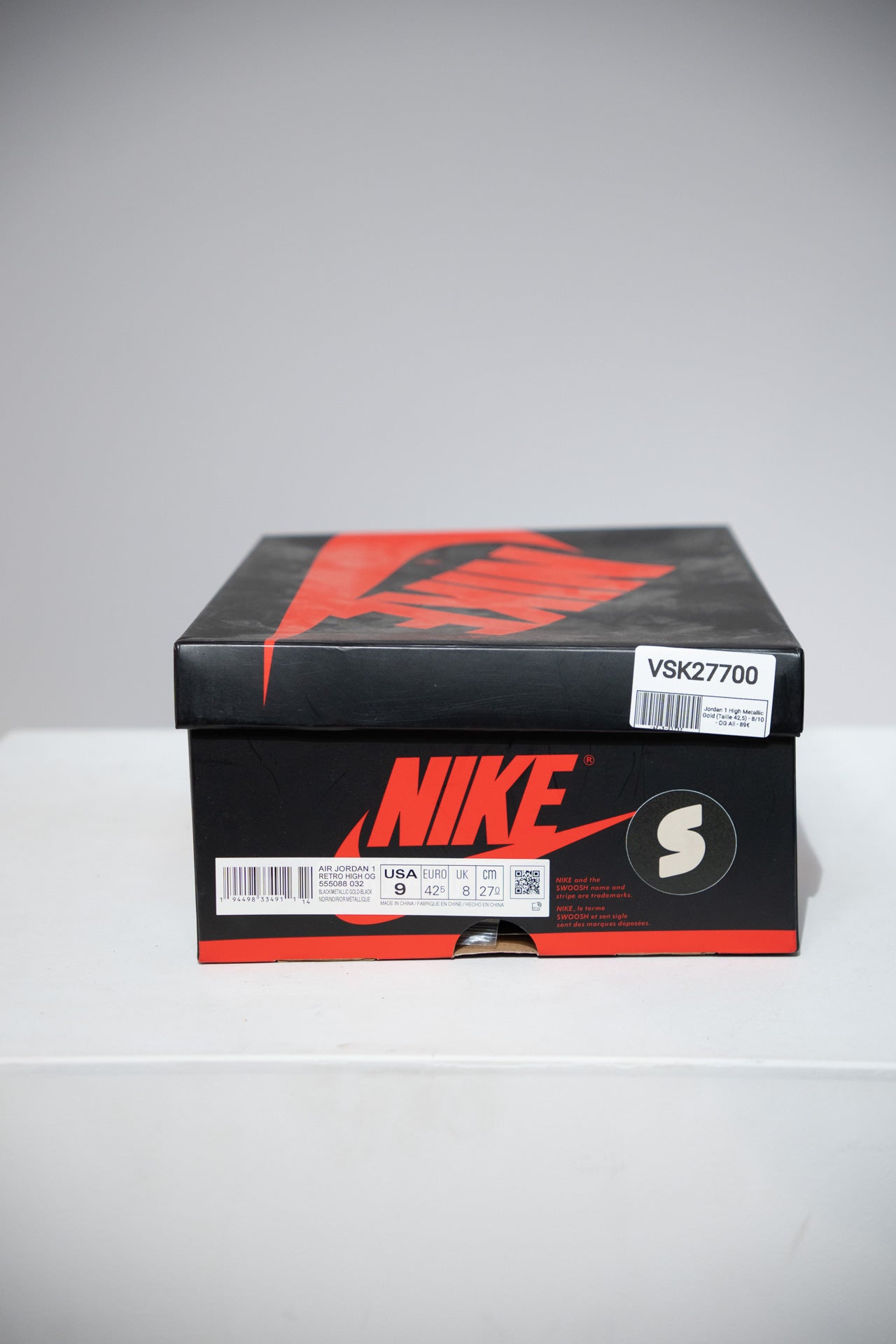 Jordan 1 High Metallic Gold (Taille 42,5)