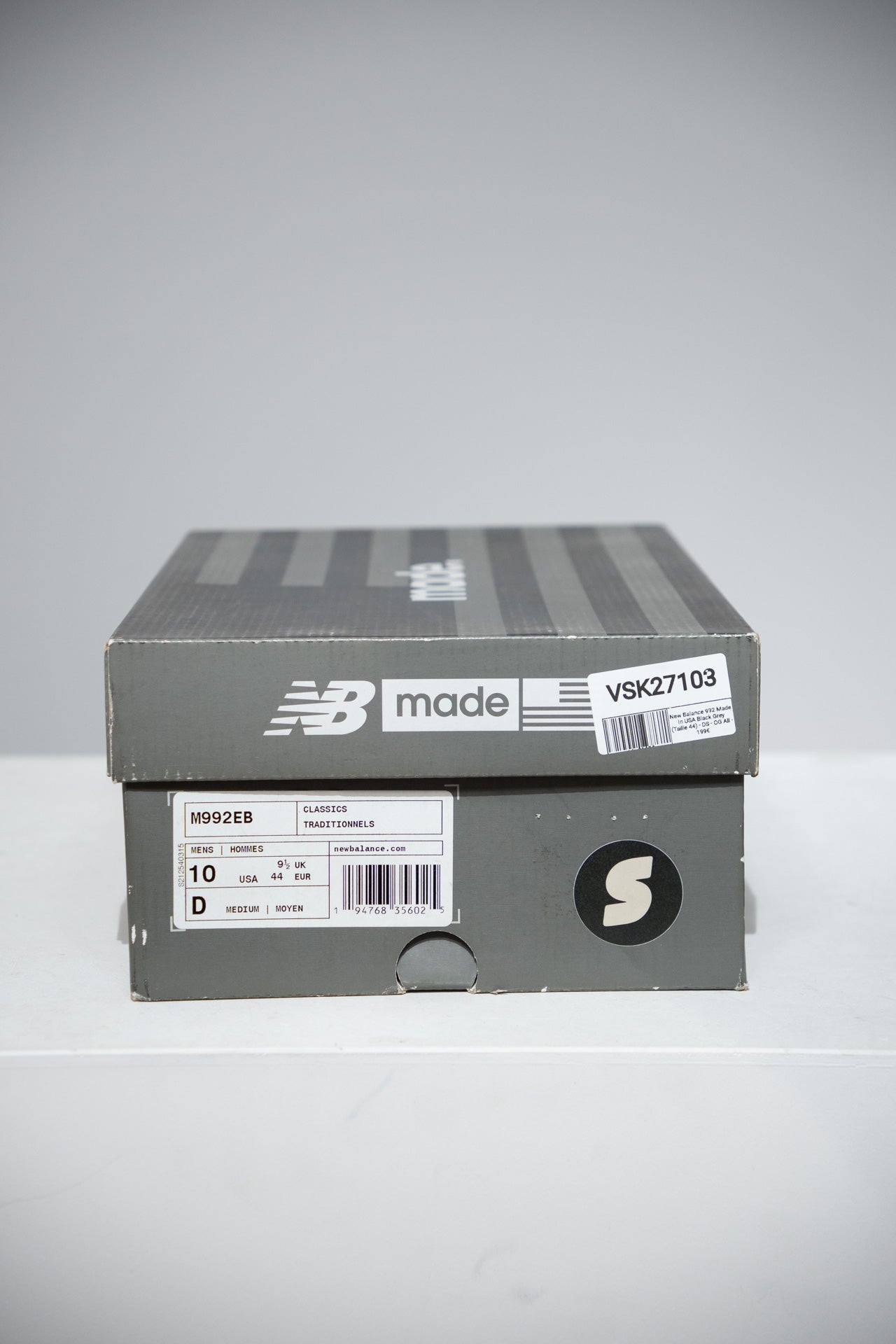 New Balance 992 Made In USA Black Grey (Taille 44)