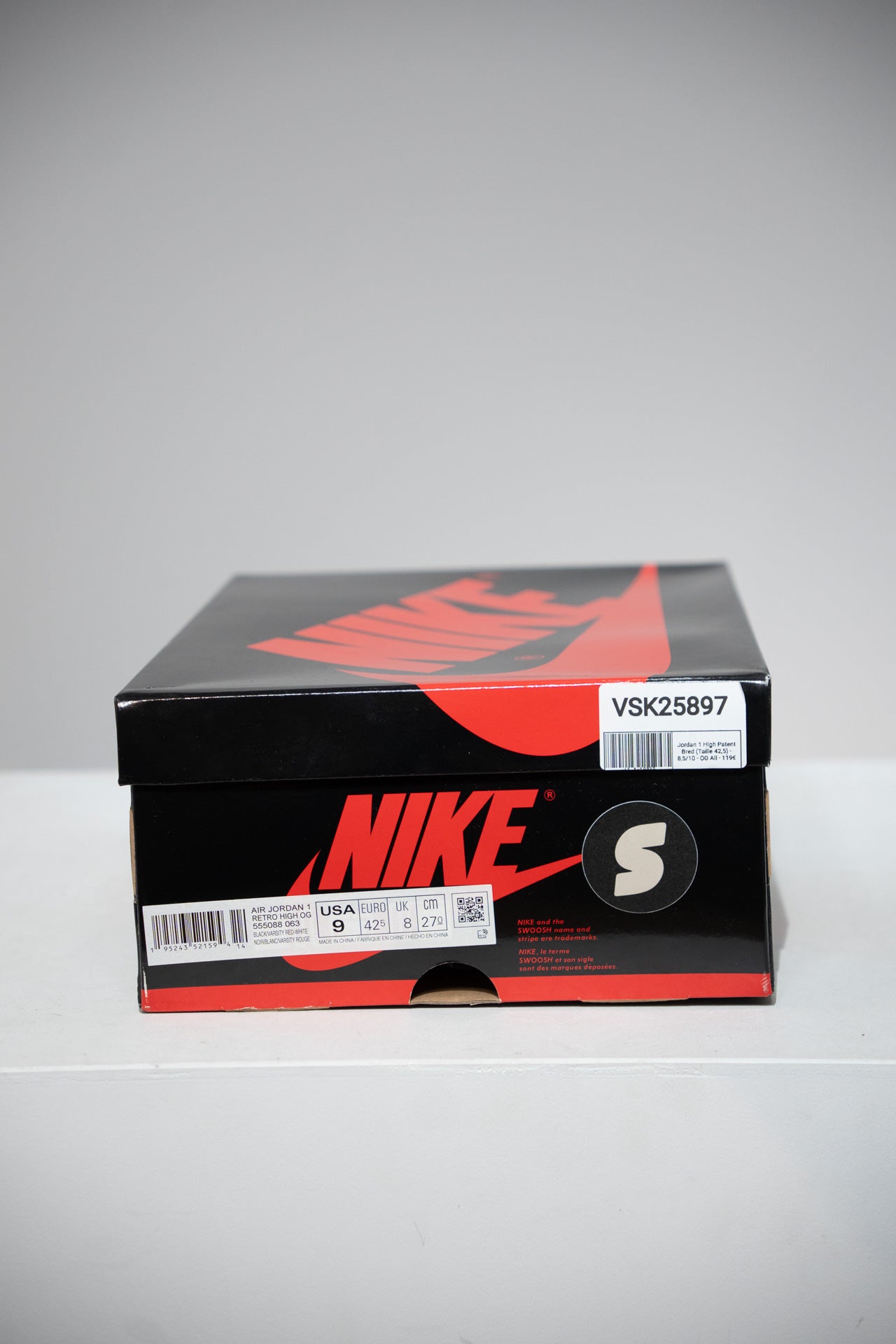 Jordan 1 High Patent Bred (Taille 42,5)