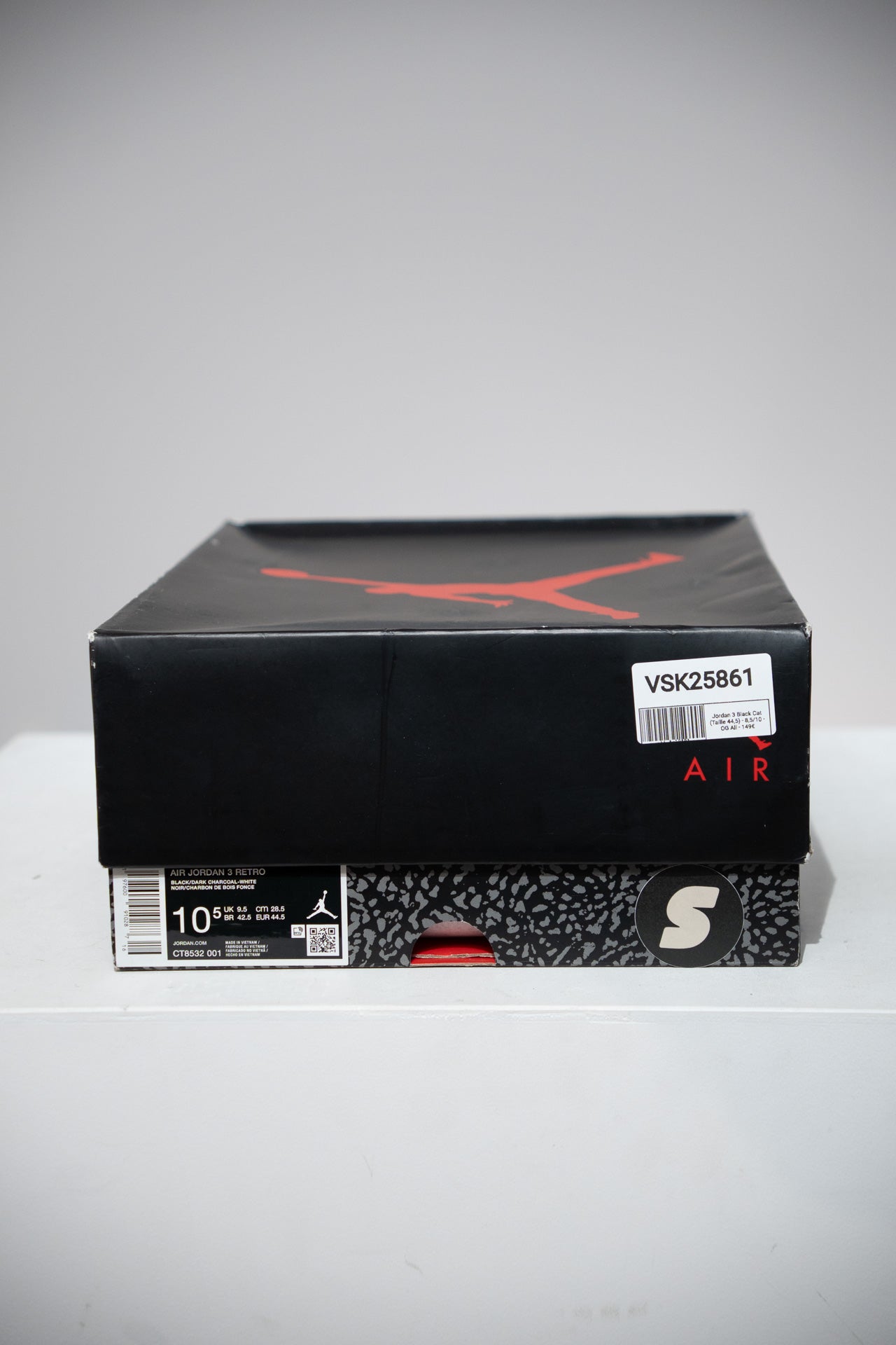 Jordan 3 Black Cat (Taille 44,5)