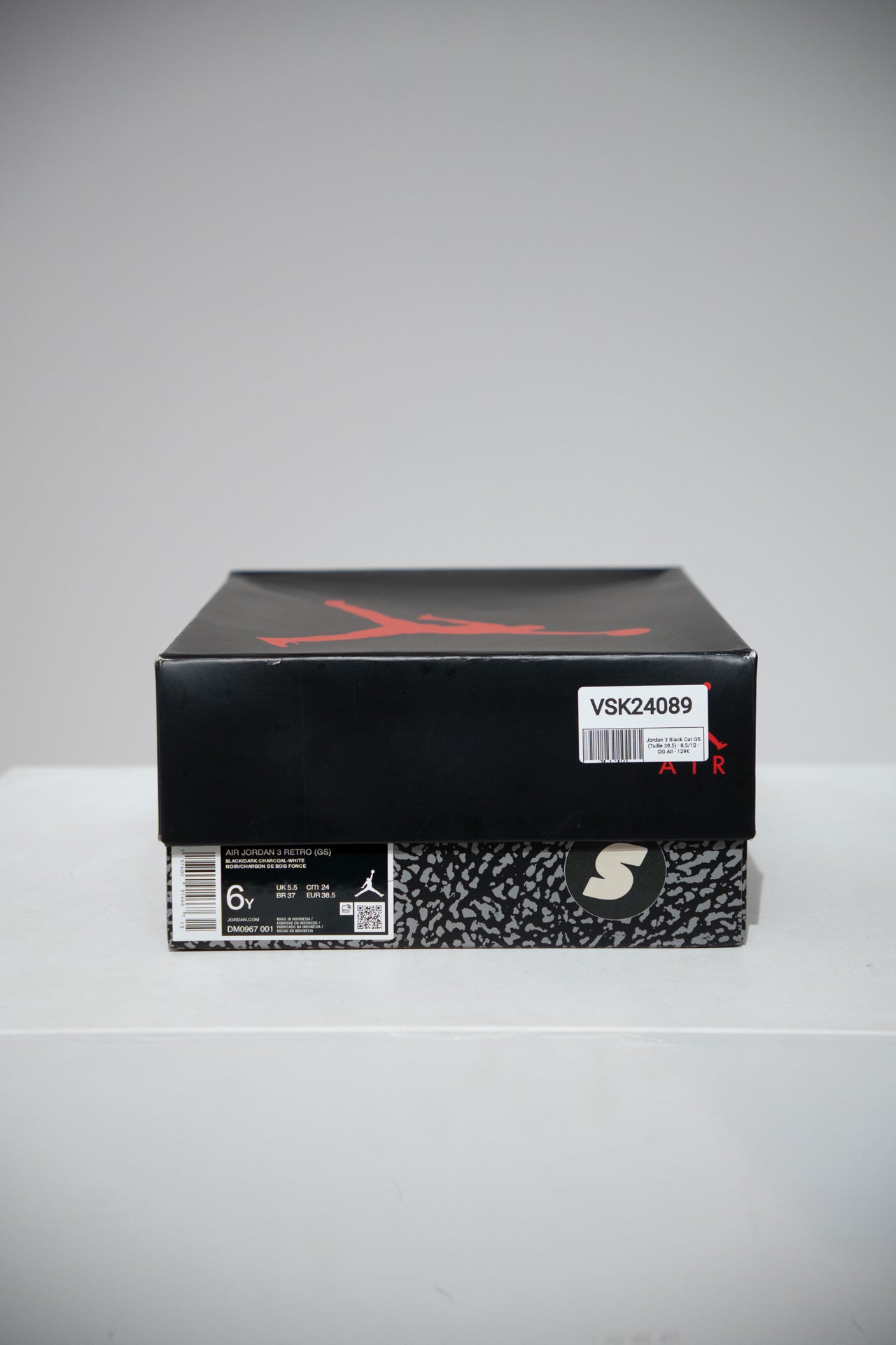 Jordan 3 Black Cat GS (Taille 38,5)